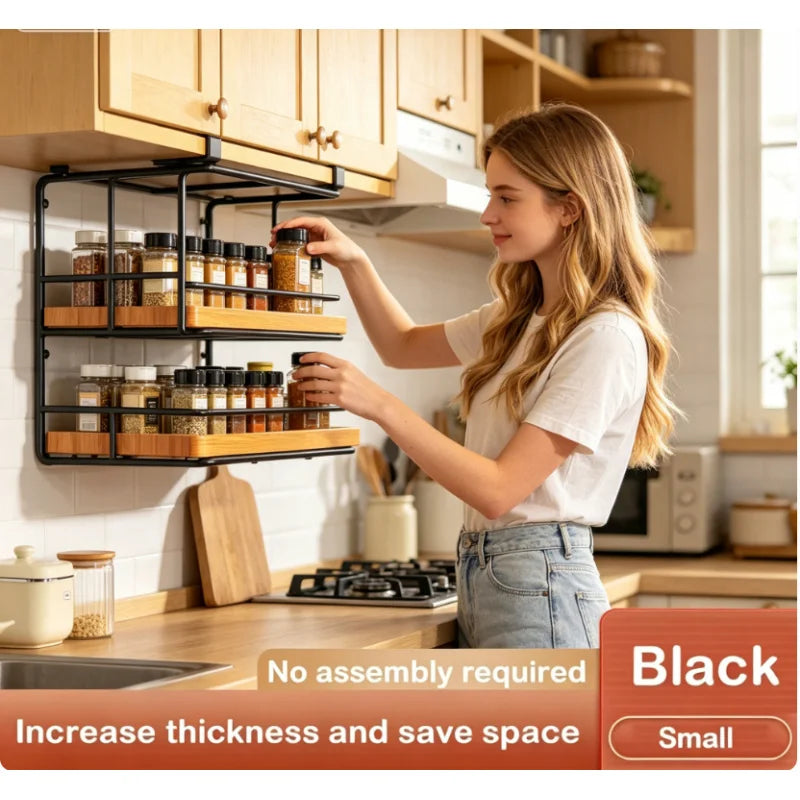 Home Kitchen Under Cabinet Hanging Organizer Rack Hooks Paper Towel Pot Lid Cutting Board Storage Holder Space Saving
