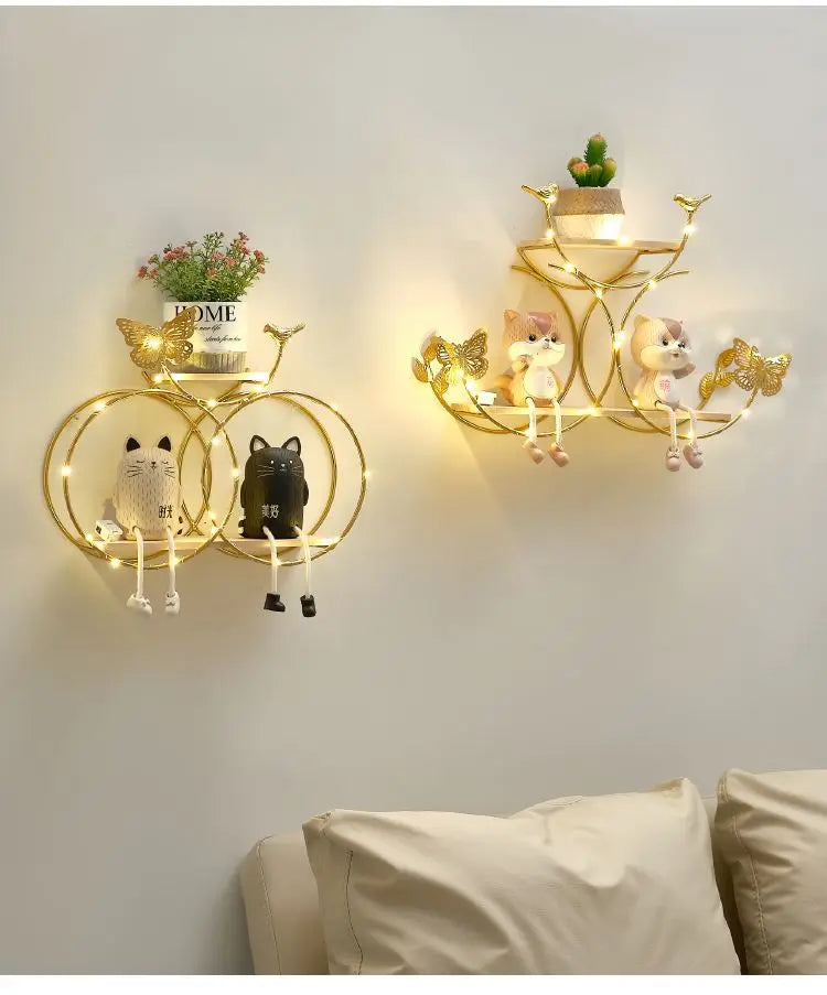 Luminous Wall Shelf Organizers Storage Living Room Bedroom Shelves Wall Decoration Hanging Display Stand Racks Home Decor