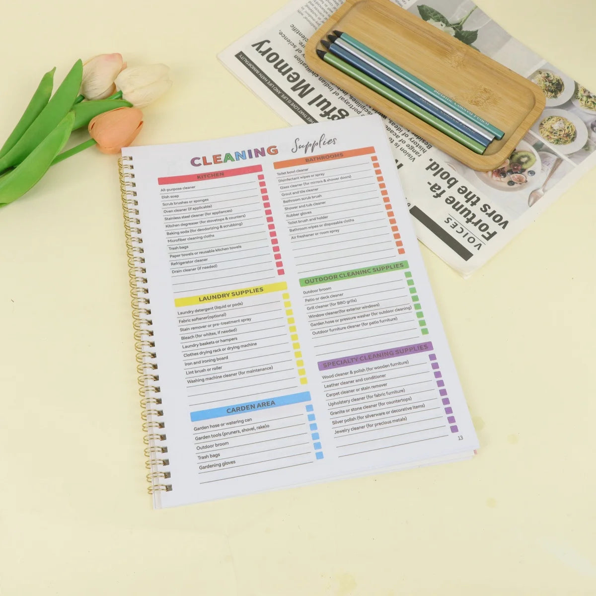 Home Cleaning Book: COLOR House Cleaning Checklist Planner and Organizer to Keep Your House Neat and Tidy!