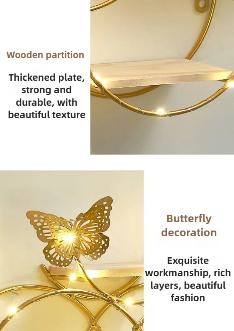 Luminous Wall Shelf Organizers Storage Living Room Bedroom Shelves Wall Decoration Hanging Display Stand Racks Home Decor