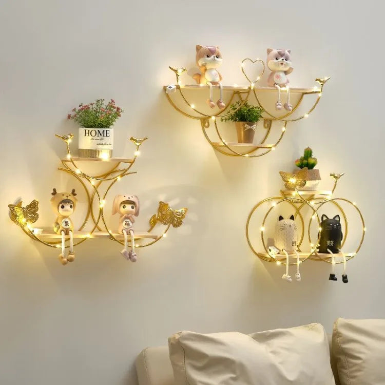 Luminous Wall Shelf Organizers Storage Living Room Bedroom Shelves Wall Decoration Hanging Display Stand Racks Home Decor